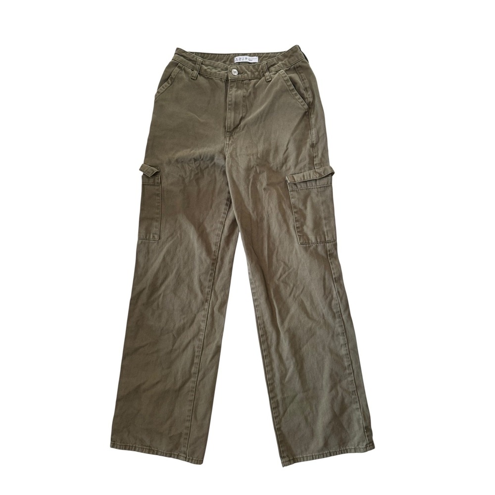 Denim Co Olive Green Cargo Pants Womens Size 2 Wide Leg Cotton Utility